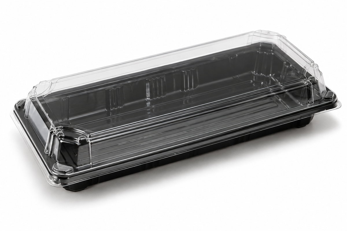 Generic representative image: Black PS Sushi Lunch Boxes with Clear Lids – Style 805