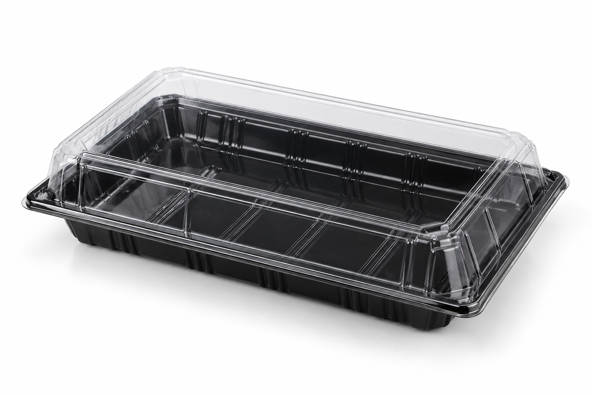 Generic representative image: Black PS Sushi Lunch Boxes with Clear Lids – Style 810