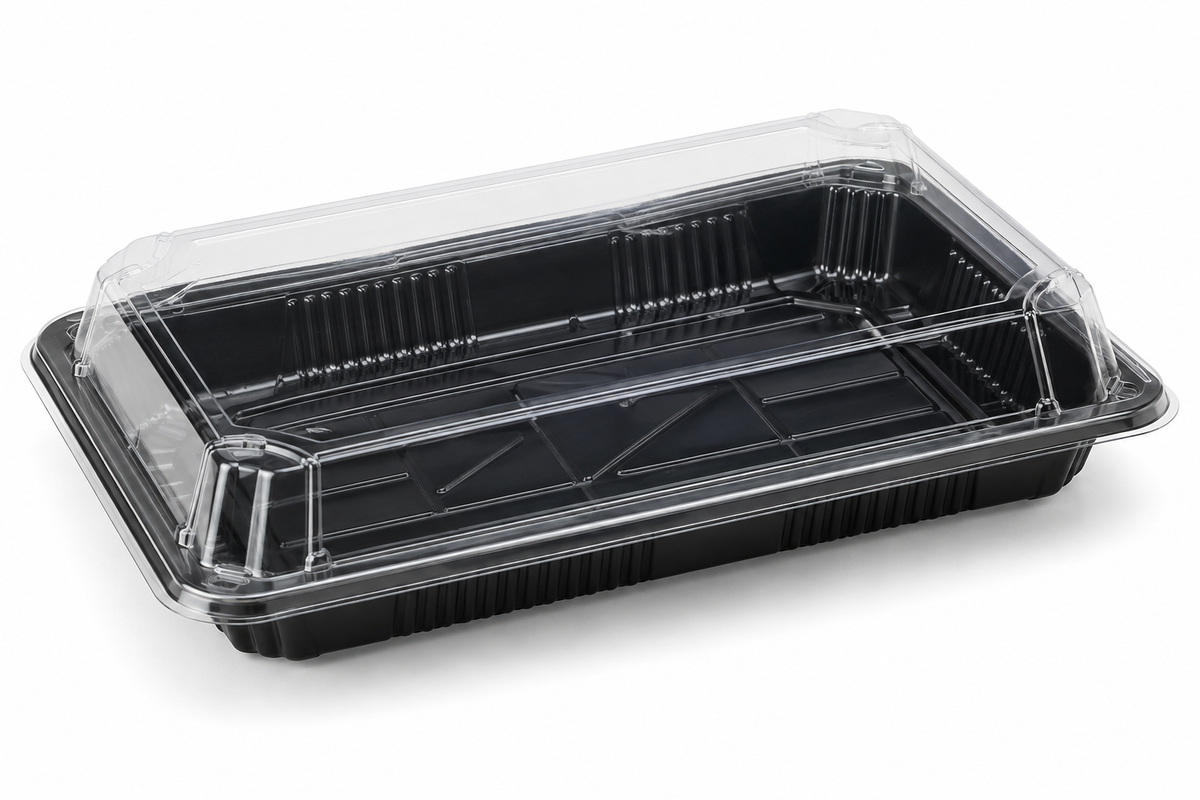 Generic representative image: Black PS Sushi Lunch Boxes with Clear Lids – Style 815