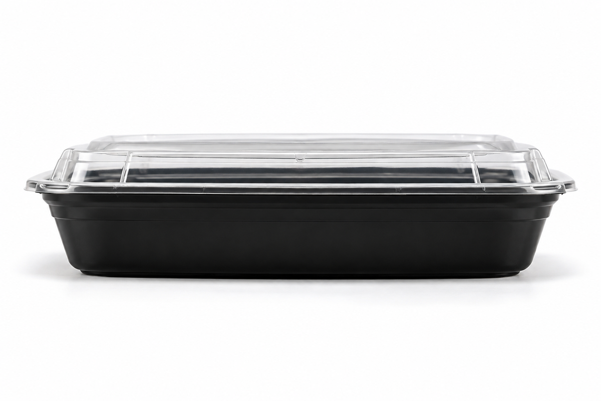 Generic representative image: Black PS Bento Boxes with Clear Lids – Style 306
