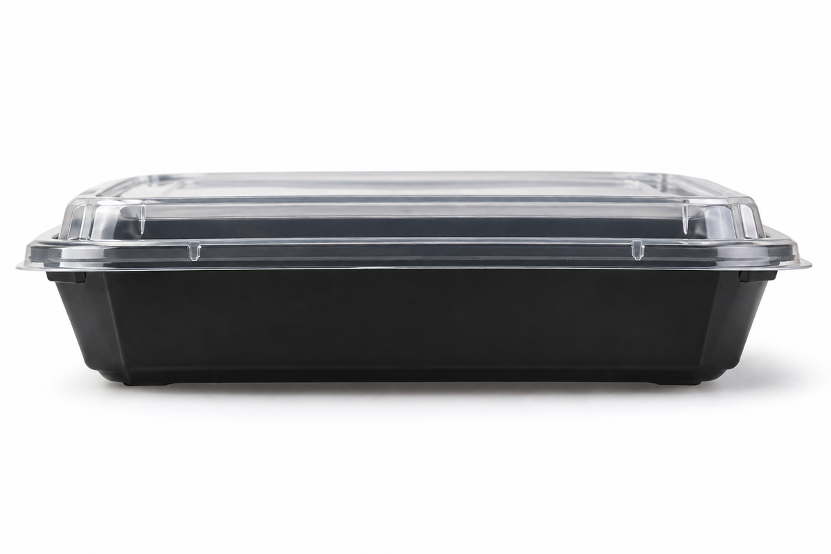 Generic representative image: Black PS Bento Boxes with Clear Lids – Style 307