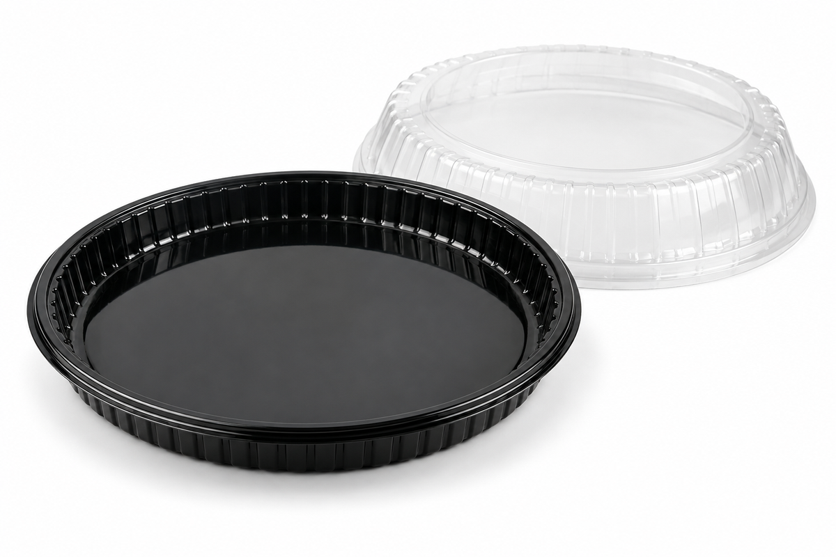 Generic representative image: Black PET Round Sushi Party Trays with Clear Lids – Style 65