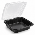 Generic representative image: Black PP Hinged Containers with Clear Lids – 8 × 8 in