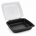 Generic representative image: Black PP Hinged Containers with Clear Lids – 10 × 10 in