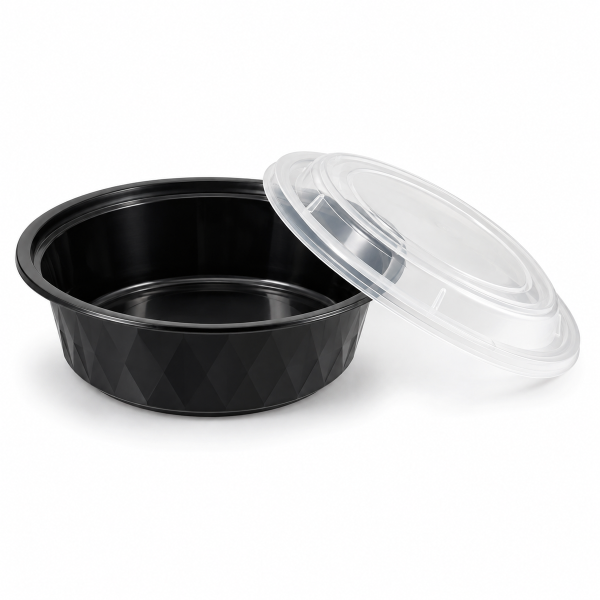 Generic representative image: Black PP Round Microwaveable Bowls with Lids – 36 oz