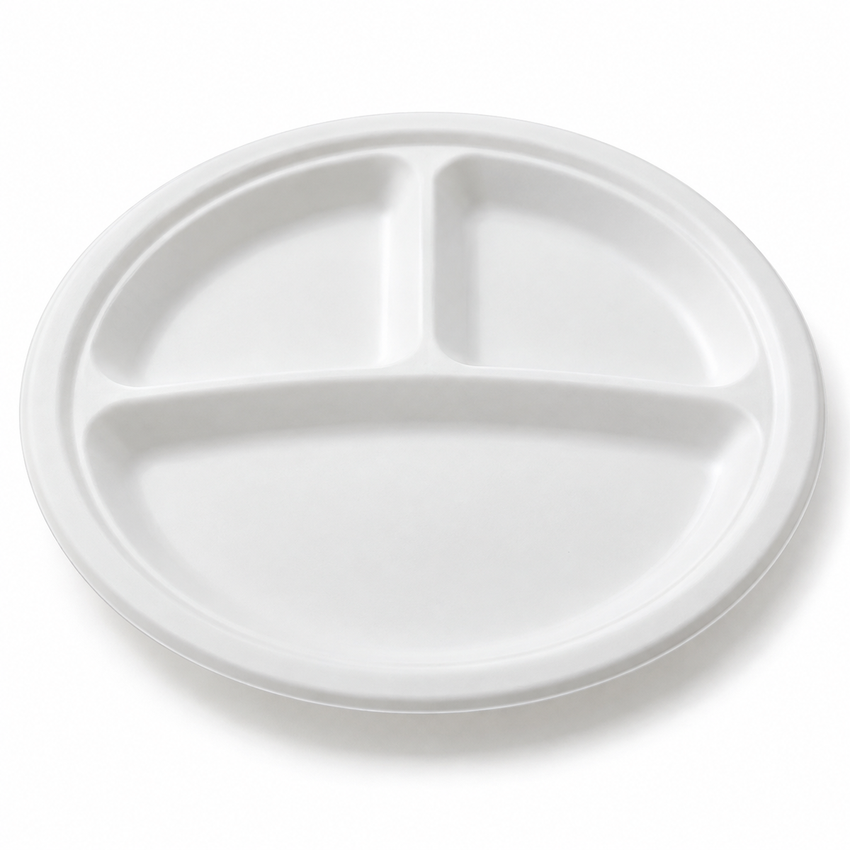 Generic representative image: White MFPP 3-Compartment Round Plates – 10 in