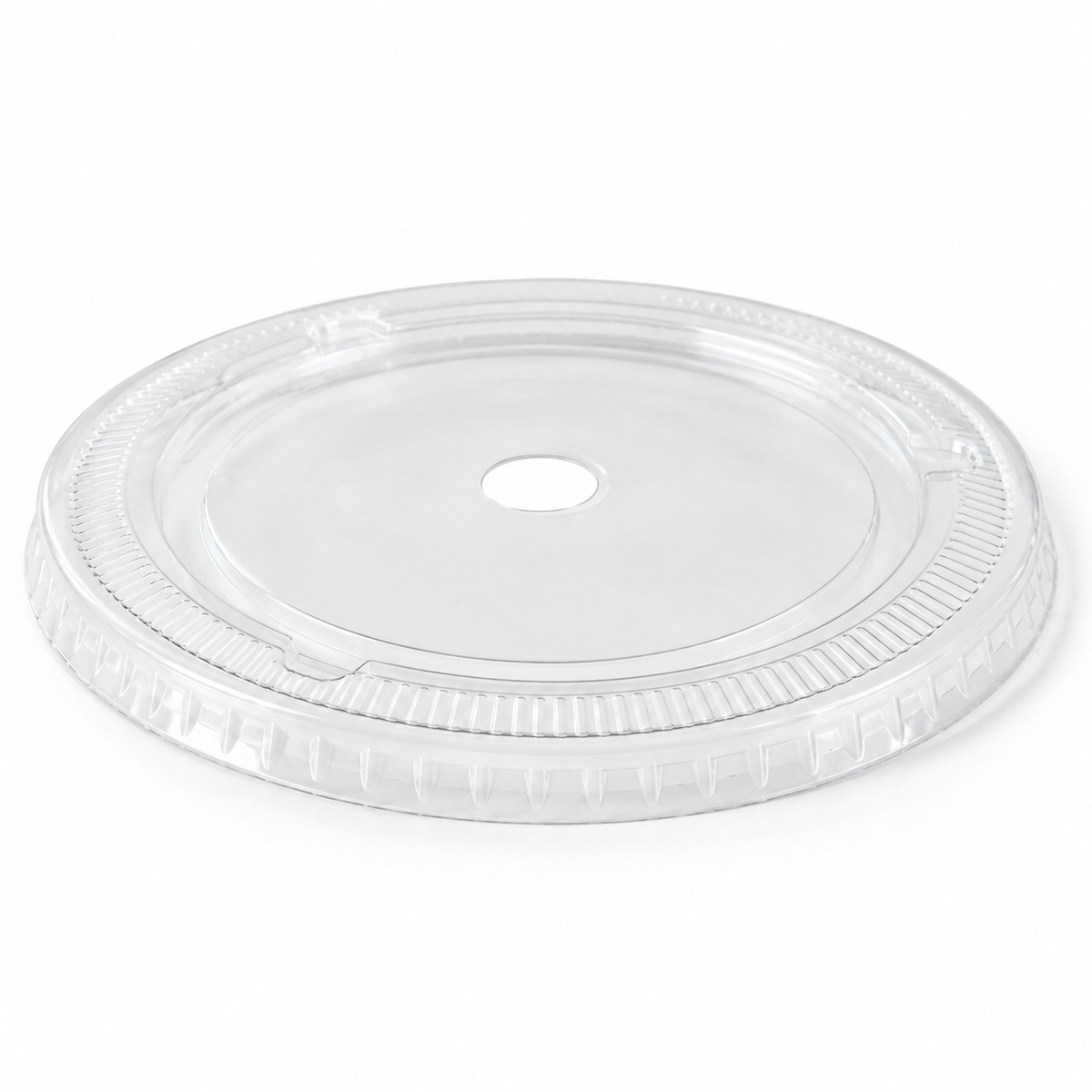 Generic representative image: Clear PET Flat Cup Lids with Hole – 107 mm