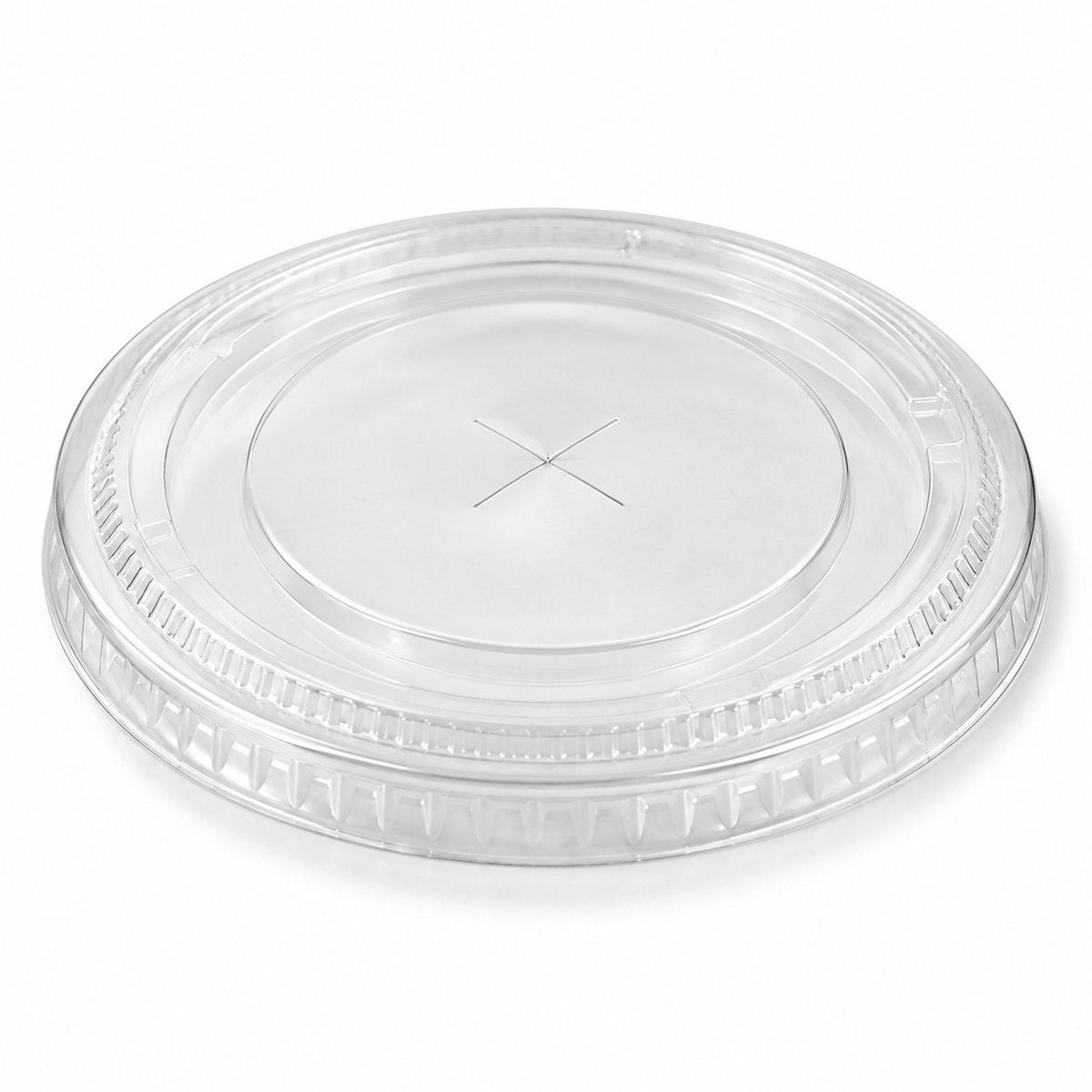 Generic representative image: Clear PET Flat Cup Lids with X-Shaped Hole – 92 mm
