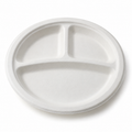 Generic representative image: White Bagasse 3-Compartment Round Plates – 9 in