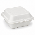 Generic representative image: White Bagasse Hinged Takeout Containers – 6 × 6 in