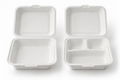Generic representative image: White Bagasse Hinged Takeout Containers – 9 × 9 in