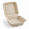 Generic representative image: Natural Bagasse Hinged Takeout Containers – 8 × 8 in