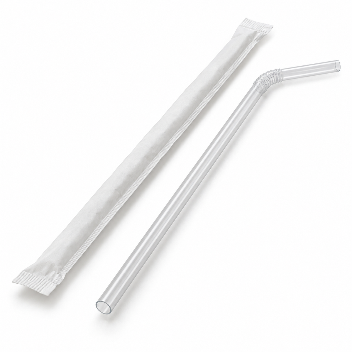 Generic representative image: Clear Paper-Wrapped Flexible Straws – 7.75 in × 6 mm