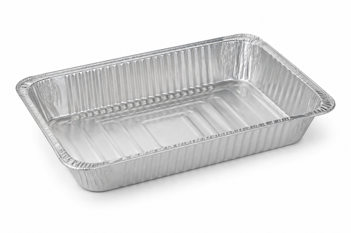 Generic representative image of a silver full-size medium-depth aluminum pan, 21 × 13 inches