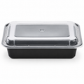 38 oz Black Rectangular Microwaveable Container - With Lid 150CT
