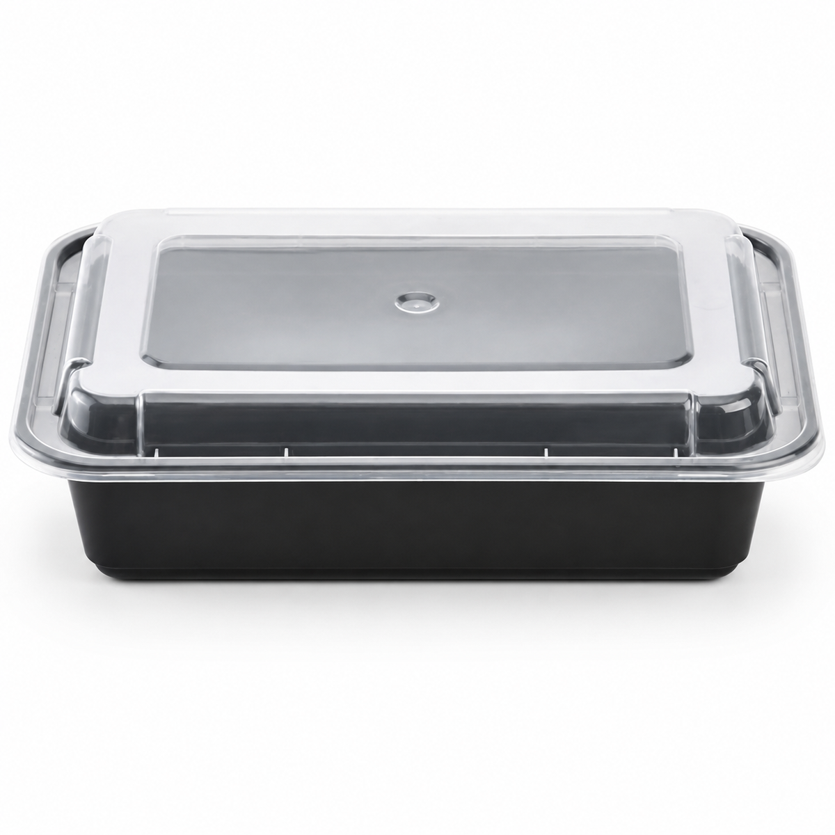 38 oz Black Rectangular Microwaveable Container - With Lid 150CT